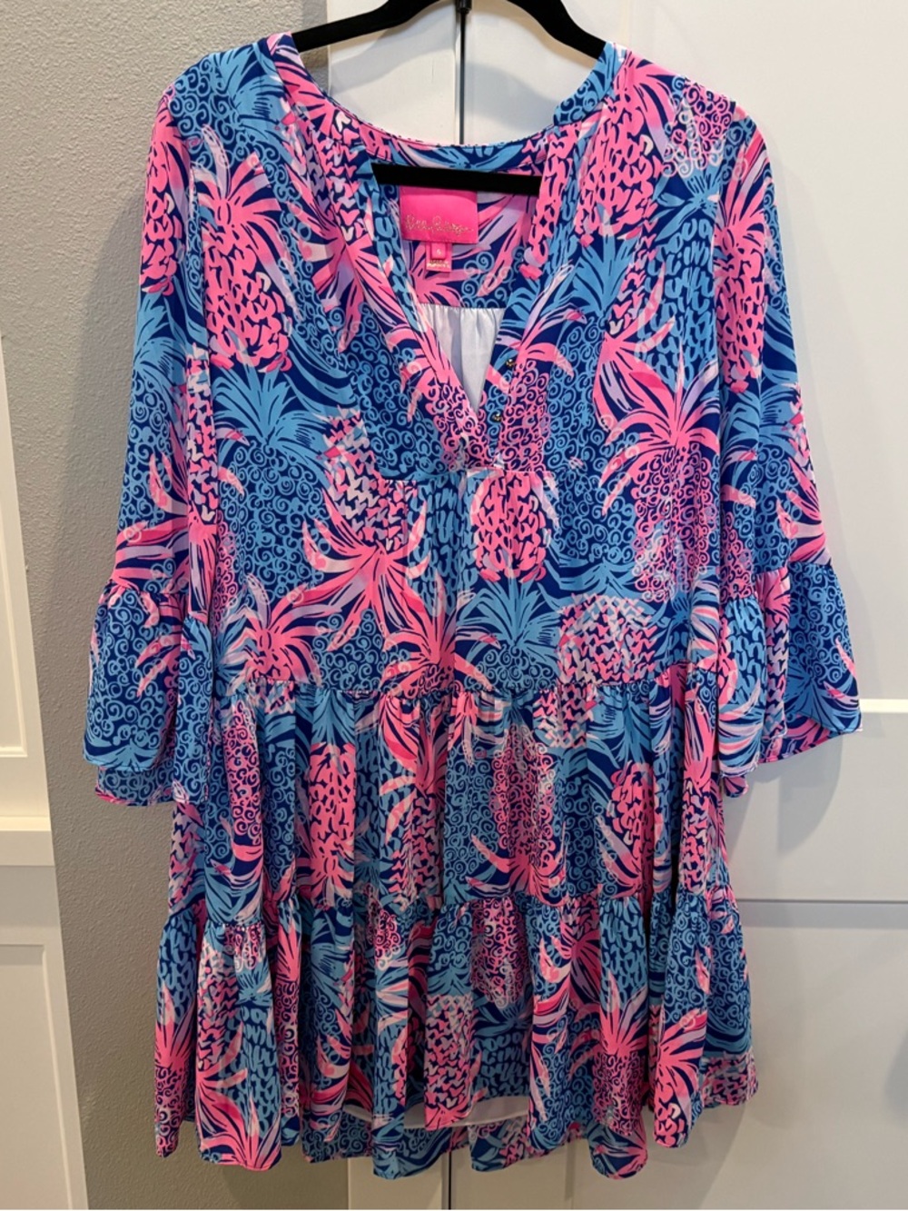 Lilly Pulitzer Women’s Vibrant Blue & Pink Tropical Tunic Dress, Size 6